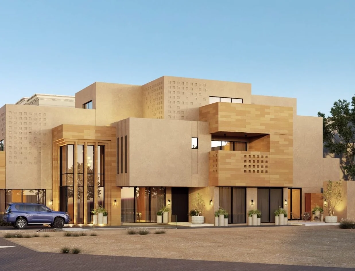 تصميم فيلا سكنية معاصرة بواجهات حجرية