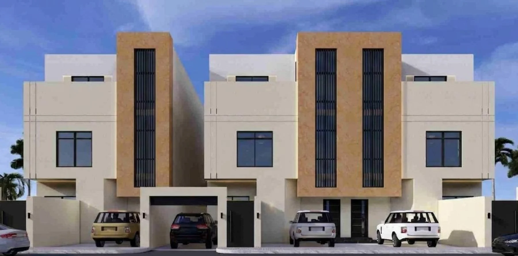تصميم فلل سكنية متلاصقة بطابع معاصر